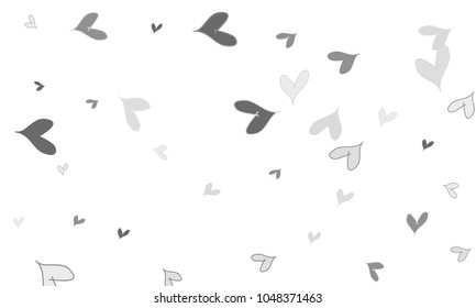 Many Stylish, Modern and Good Looking Grey Hearts on White Background