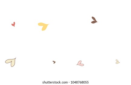 Many Stylish, Modern and Good Looking Pink, Grey, Yellow and Red Hearts on White Background