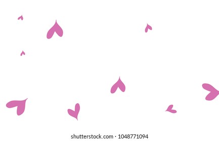 Many Stylish, Modern and Good Looking Violet Hearts on White Background
