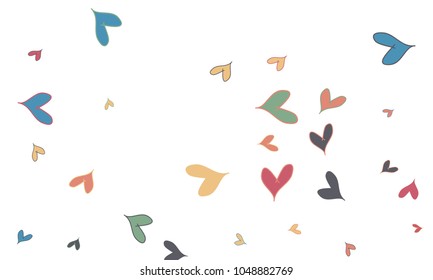 Many Stylish, Modern and Good Looking Yellow, Red and Blue Hearts on White Background