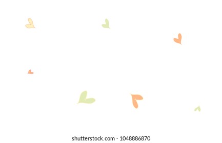 Many Stylish, Modern and Good Looking Pink, Yellow and Green Hearts on White Background