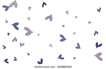 Many Stylish, Modern and Good Looking Blue and Violet Hearts on White Background
