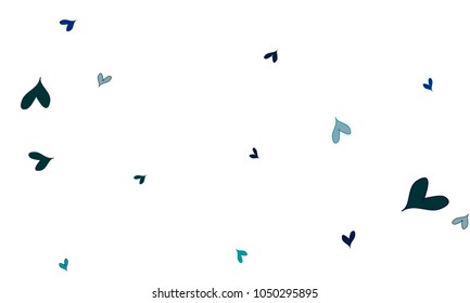 Many Stylish, Modern and Good Looking Blue Hearts on White Background