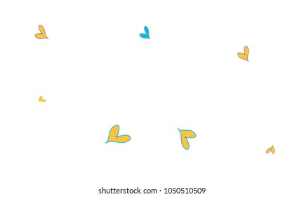 Many Stylish, Modern and Good Looking Blue and Yellow Hearts on White Background