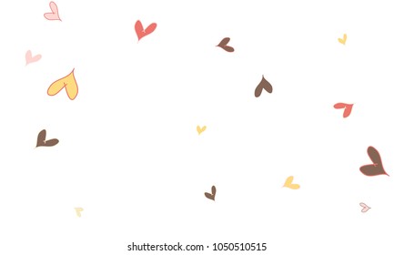 Many Stylish, Modern and Good Looking Pink, Grey, Yellow and Red Hearts on White Background