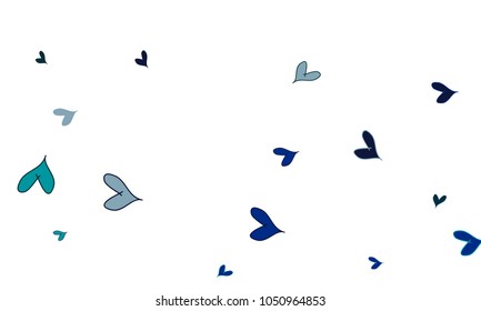 Many Stylish, Modern and Good Looking Blue Hearts on White Background