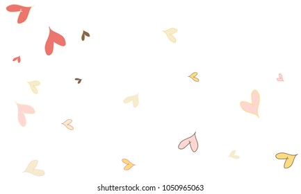Many Stylish, Modern and Good Looking Pink, Grey, Yellow and Red Hearts on White Background