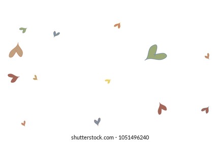 Many Stylish, Modern and Good Looking Yellow, Pink, Blue and Green Hearts on White Background