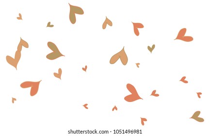Many Stylish, Modern and Good Looking Brown and Red Hearts on White Background