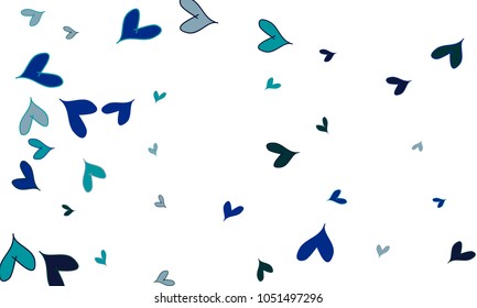 Many Stylish, Modern and Good Looking Blue Hearts on White Background