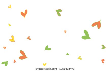 Many Stylish, Modern and Good Looking Red, Yellow and Green Hearts on White Background