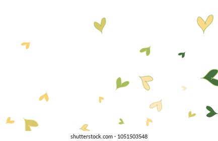 Many Stylish, Modern and Good Looking Green and Yellow Hearts on White Background