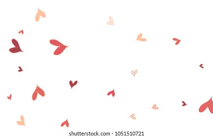 Many Stylish, Modern and Good Looking Pink and Red Hearts on White Background