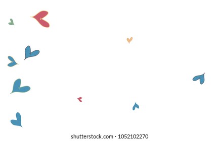 Many Stylish, Modern and Good Looking Yellow, Red and Blue Hearts on White Background
