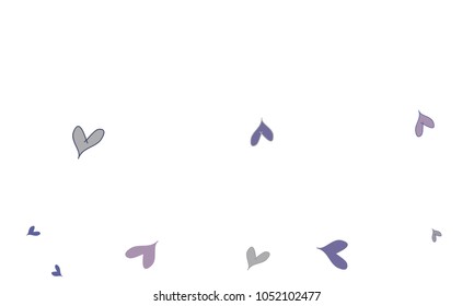Many Stylish, Modern and Good Looking Blue and Violet Hearts on White Background