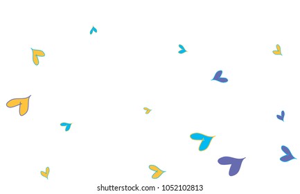 Many Stylish, Modern and Good Looking Blue and Yellow Hearts on White Background