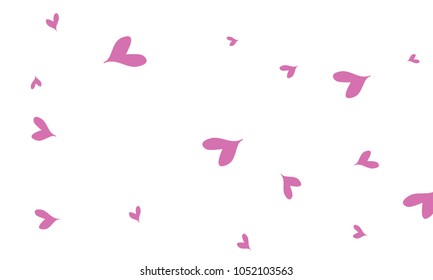 Many Stylish, Modern and Good Looking Violet Hearts on White Background