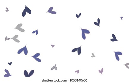 Many Stylish, Modern and Good Looking Blue and Violet Hearts on White Background