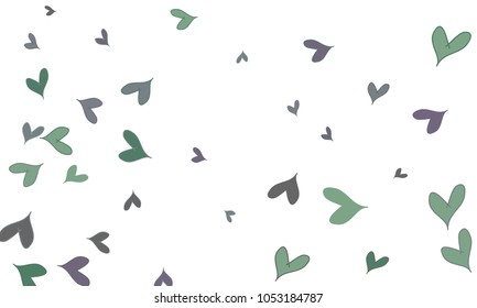 Many Stylish, Modern and Good Looking Dark Green and Blue Hearts on White Background