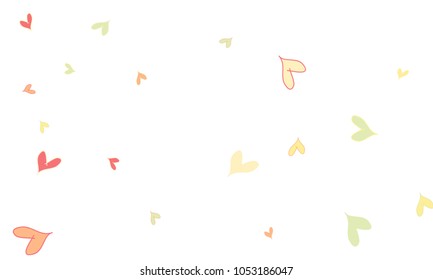 Many Stylish, Modern and Good Looking Pink, Yellow and Green Hearts on White Background