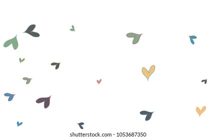 Many Stylish, Modern and Good Looking Yellow, Red and Blue Hearts on White Background