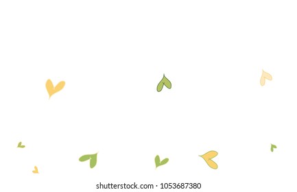 Many Stylish, Modern and Good Looking Green and Yellow Hearts on White Background