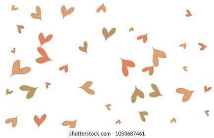 Many Stylish, Modern and Good Looking Brown and Red Hearts on White Background
