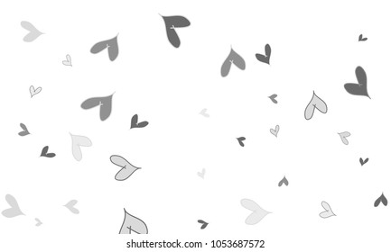 Many Stylish, Modern and Good Looking Grey Hearts on White Background