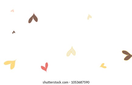 Many Stylish, Modern and Good Looking Pink, Grey, Yellow and Red Hearts on White Background