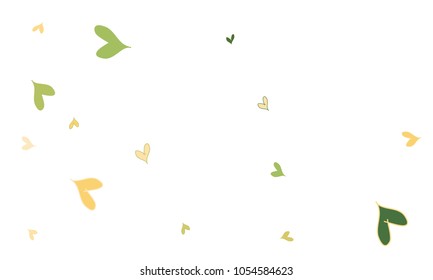 Many Stylish, Modern and Good Looking Green and Yellow Hearts on White Background