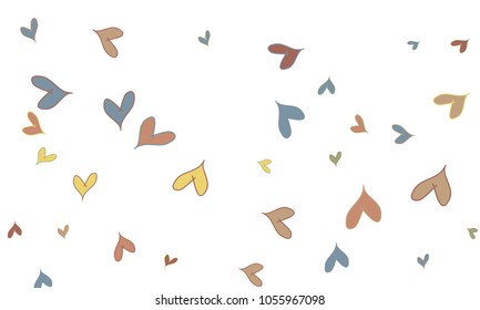Many Stylish, Modern and Good Looking Yellow, Pink, Blue and Green Hearts on White Background