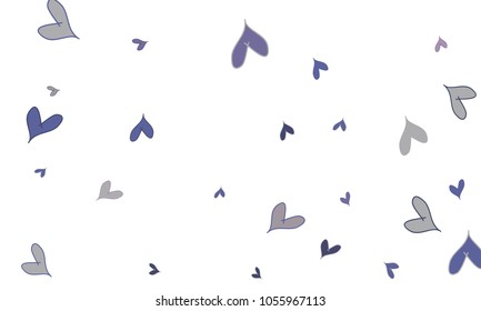 Many Stylish, Modern and Good Looking Blue and Violet Hearts on White Background