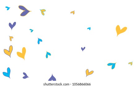 Many Stylish, Modern and Good Looking Blue and Yellow Hearts on White Background