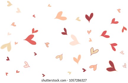 Many Stylish, Modern and Good Looking Pink and Red Hearts on White Background