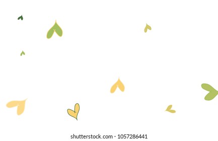 Many Stylish, Modern and Good Looking Green and Yellow Hearts on White Background