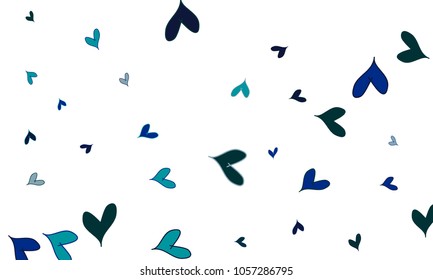 Many Stylish, Modern and Good Looking Blue Hearts on White Background