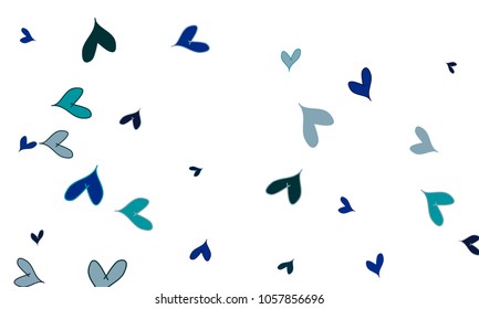 Many Stylish, Modern and Good Looking Blue Hearts on White Background