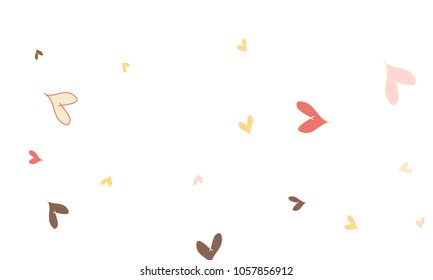 Many Stylish, Modern and Good Looking Pink, Grey, Yellow and Red Hearts on White Background