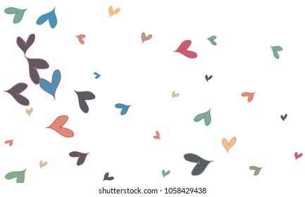 Many Stylish, Modern and Good Looking Yellow, Red and Blue Hearts on White Background