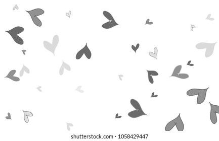 Many Stylish, Modern and Good Looking Grey Hearts on White Background