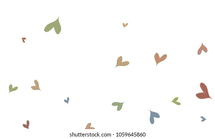 Many Stylish, Modern and Good Looking Yellow, Pink, Blue and Green Hearts on White Background