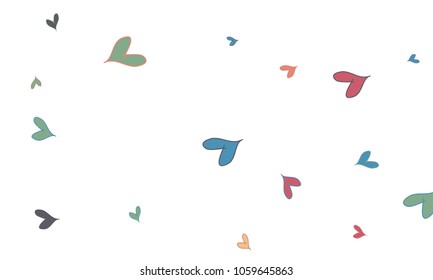 Many Stylish, Modern and Good Looking Yellow, Red and Blue Hearts on White Background