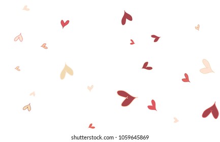 Many Stylish, Modern and Good Looking Pink and Red Hearts on White Background