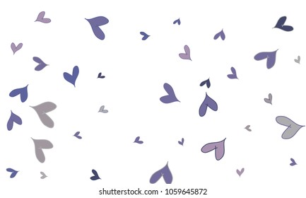 Many Stylish, Modern and Good Looking Blue and Violet Hearts on White Background