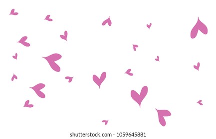 Many Stylish, Modern and Good Looking Violet Hearts on White Background