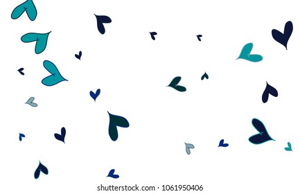 Many Stylish, Modern and Good Looking Blue Hearts on White Background