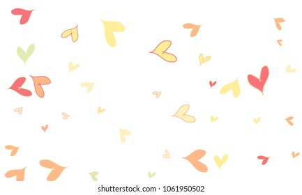 Many Stylish, Modern and Good Looking Pink, Yellow and Green Hearts on White Background