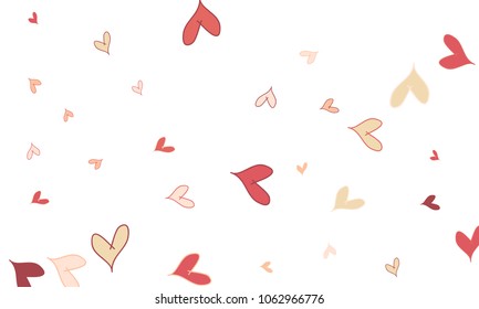 Many Stylish, Modern and Good Looking Pink and Red Hearts on White Background