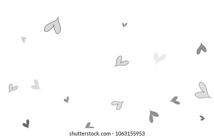 Many Stylish, Modern and Good Looking Grey Hearts on White Background