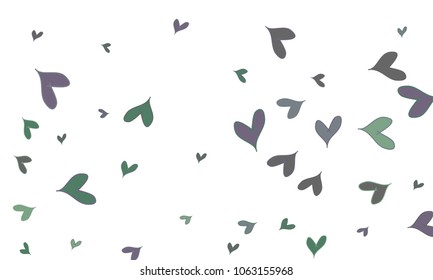 Many Stylish, Modern and Good Looking Dark Green and Blue Hearts on White Background